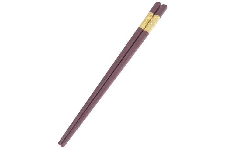 Pair of Kuàizi chopsticks, Bordeaux & gilded - Dragon