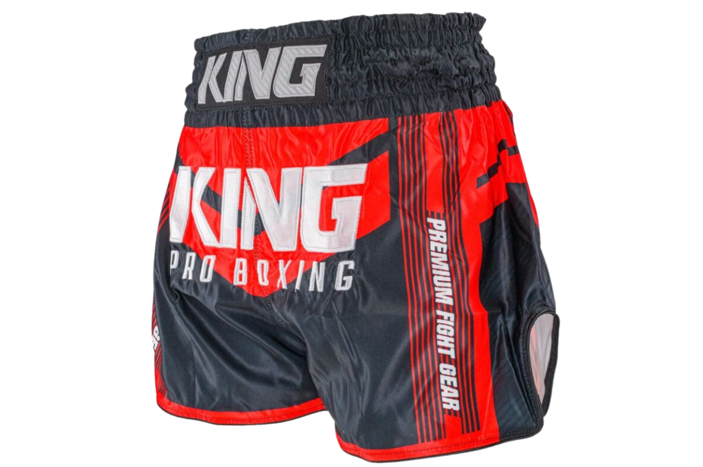 Super Pro Stripes Thai Boxing Short - Black/Red