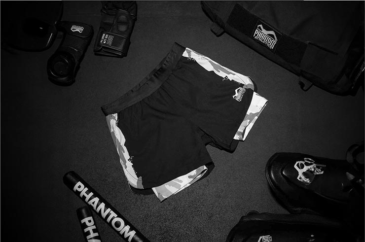 Fightshort Fusion - 2 in 1, Winter Camo, Phantom Athletics