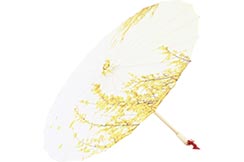 Print Umbrella with Ribbons, White Fox