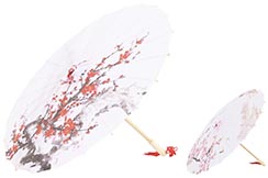 Print Umbrella with Ribbons, White Fox