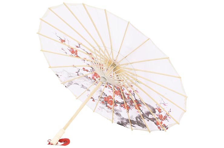 Print Umbrella with Ribbons, White Fox