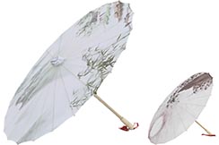 Print Umbrella with Ribbons, White Fox