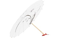 Print Umbrella with Ribbons, White Fox