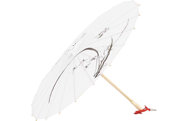 Print Umbrella with Ribbons, White Fox