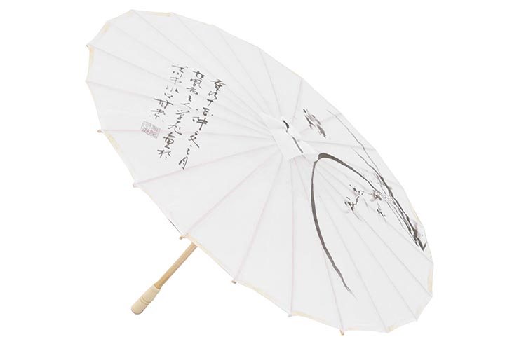 Print Umbrella with Ribbons, White Fox