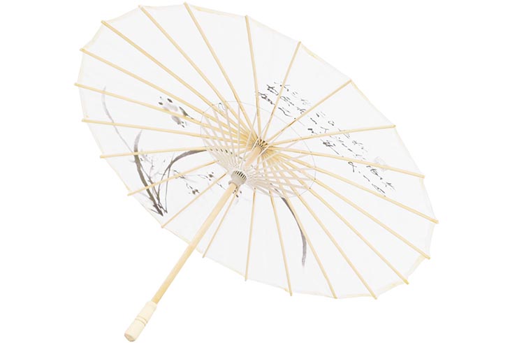 Print Umbrella with Ribbons, White Fox