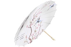 Print Umbrella with Ribbons, White Fox