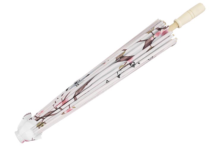 Print Umbrella with Ribbons, White Fox