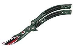 Butterfly knife, Angry Shark - Stainless Steel, Albainox