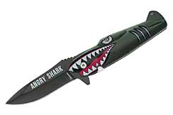 Pocket Knife, Angry Shark Plane - Stainless Steel, Albainox