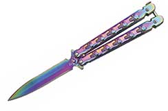 Butterfly knife, Colorful skulls - Raifnbow, Albainox