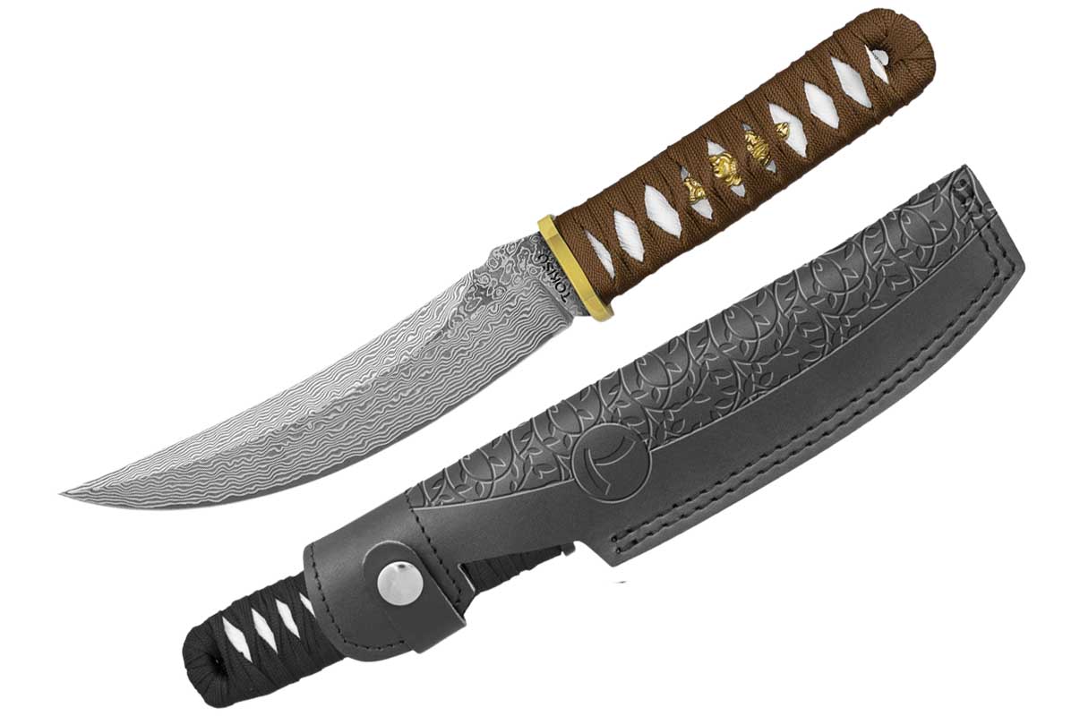 Japanese-style knife, Tsukamaki - Damascus steel, Tokisu