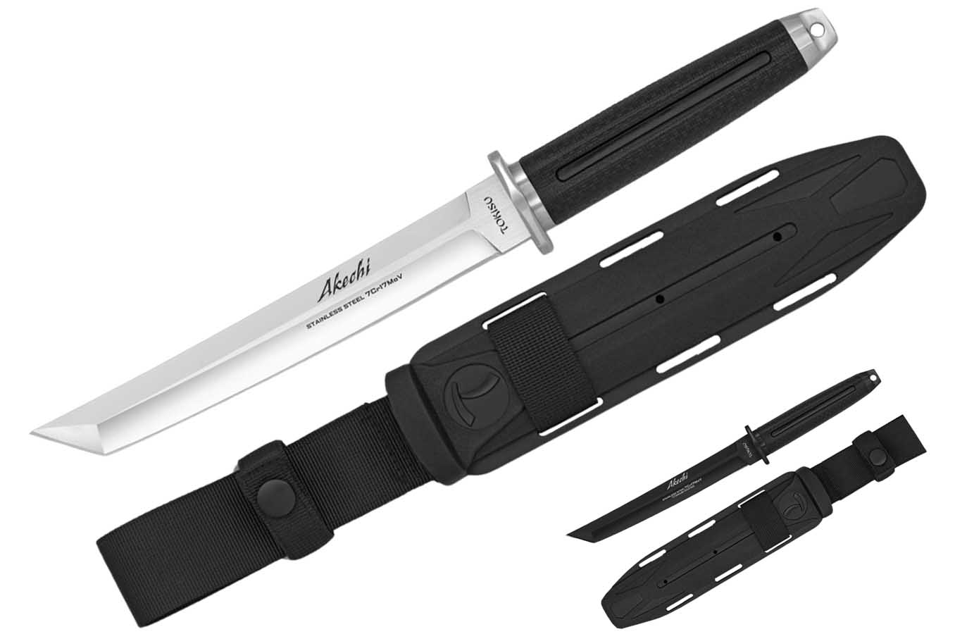 Knife with Tanto Style Blade - Stainless Steel, Tokisu