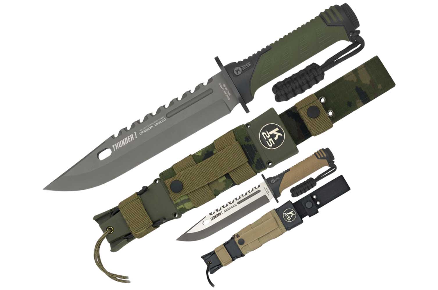 Cuchillo de caza, con kit de supervivencia - Thunder I, K25