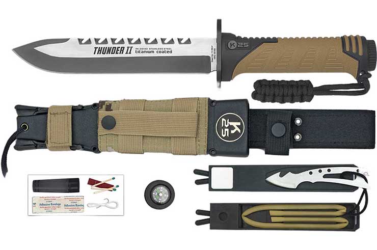 Hunting knife, with survival kit - Thunder II, K25