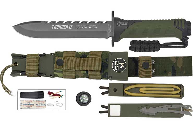 Hunting knife, with survival kit - Thunder II, K25